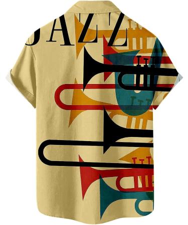 HDDK Men's Casual Short Sleeve Hawaiian Shirt - Rainbow Vintage Jazz Print, Regular Fit Beach Top - Buy Online on GoSupps.com