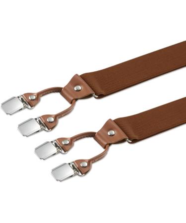 Dresime Hoster Men's Heavy Duty Y-Back Braces - 6 Metal Clips Adjustable Elastic Braces for Pants - Brown - Buy Online on GoSupps.com