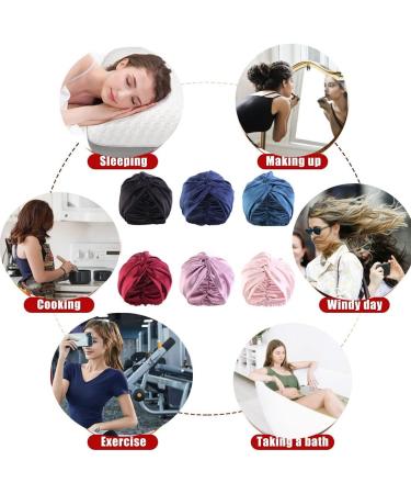 Silk Hair Bonnet for Women - Imitation Satin Night Sleep Cap - Wine Red - Buy Online on GoSupps.com