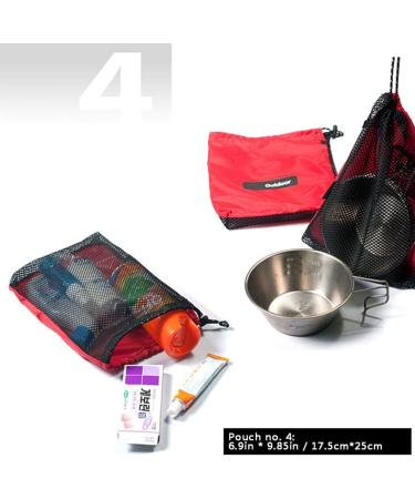 Vikodah Drawstring Bag 5-in-1 Set for Camping Travel Gym - Red Nylon Cinch Pouch Mesh Stuff Sack Storage - 2 Large, 1 Medium, 2 Small Sizes - Buy Online on GoSupps.com