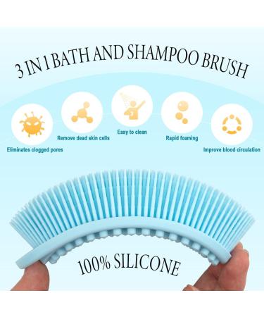 3 Pack Soft Silicone Body Scrubber for Gentle Exfoliation - Sensitive Skin Friendly | Rapid Foaming | Black+Blue+Pink - Buy Online on GoSupps.com