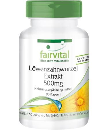 Dandelion capsules - 500mg dandelion root extract per capsule - HIGH DOSE - 10x concentrated - VEGAN - 90 capsules