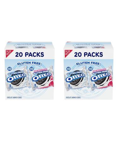 OREO Gluten Free Original & Double Stuf Chocolate Sandwich Cookies Variety Pack, Gluten Free Cookies, 20 Snack Packs (2 Cookies per Pack) (Pack of 2)