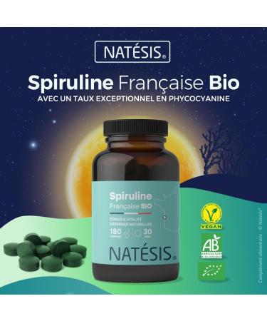 French Spirulina - Organic & Vegan - High in Protein - Phycocyanin 21% - Vitality Slimming Energy Immunity Sport - High Quality - 180 Tablets - Buy Online on GoSupps.com