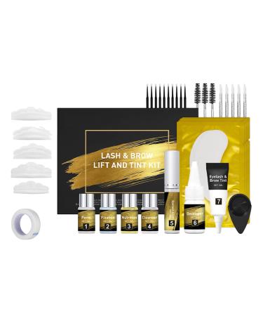 Hjatirace Eyelash Tinting and Curling Kit Eyelash Tinting Kit Eyebrow Color Expansion Creates a Natural Curl Includes Applicators and Pads 5 ml For Women