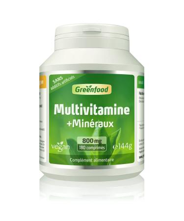 Greenfood MultiVitamin, 800 mg, high dose - all important vitamins (daily requirements), minerals and trace elements. With high bioavailability. NO artificial additives. Vegan.