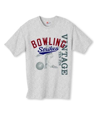 Bowling Strikes Vintage T-Shirt Gray Medium