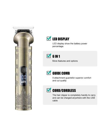 6 in 1 Waterproof Hair Clippers & Beard Trimmer | Adjustable Electric Shaver for Men - Face Nose Ear & Eyebrow Grooming - Buy Online on GoSupps.com