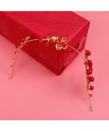 Minkissy Rhinestone Pearl Headband | Bridal Wedding Hairband & Headpiece in Red - Perfect for Elegant Weddings - Buy Online on GoSupps.com