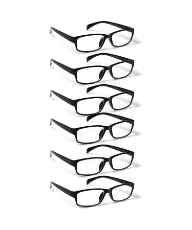 Kerecsen Fashion Reading Glasses for Women and Men Blue Light Blocking/Anti UV Readers with Spring Hinge 6 Pack 6 Black 3.5 x