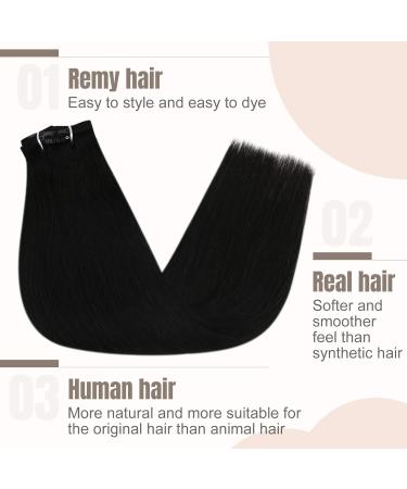 FSHINE 40cm Black Clip-In Hair Extensions - 120g Real Remy Hair Straight 7 Pieces Natural Look - Buy Online on GoSupps.com