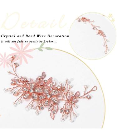 HEREAD Crystal Bride Wedding Hair Vine - Rose Gold Bridal Headband for Women and Girls - Buy Online on GoSupps.com