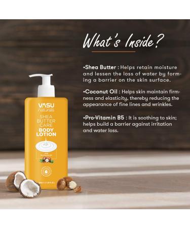 Vasu Naturals Shea Butter Care Body Lotion | Ultra Nourishing Pro-Vitamin B5 | 12.32 fl oz | International Shipping Available - Buy Online on GoSupps.com