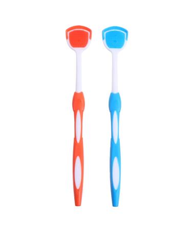 Milisten Plastic Tongue Scraper Tongue Cleaner Reusable for Adults (Orange and Blue) 2 Pack