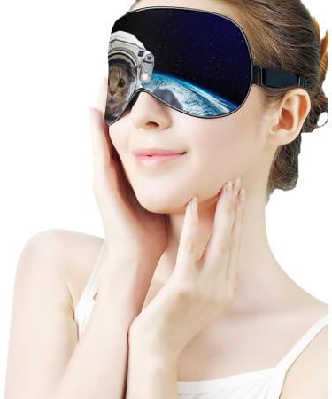 Astronaut Cat Sleep Mask - Adjustable Eye Cover for Sleeping and Travel - Blocks Light for Night, Nap - Men, Women - Buy Online on GoSupps.com