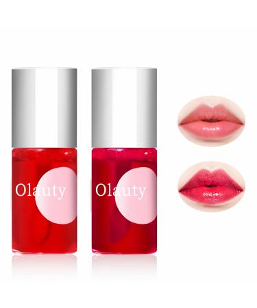 2 Colors Lip Tint Stain Set Matte Velvet Lip Tint Watery Lip Stain Lip & Cheek Tint Moisturizing Mini Liquid Lipstick Plump Lip Gloss Long-lasting Waterproof Korean Lip Tint Non-Sticky Tinta De Labios (01APPLE & 02STRA...
