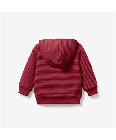 PatPat Toddler Hoodie | Solid Textured Hooded Sweatshirt for Boys & Girls | 4-5 Years | Burgundy - Buy Online on GoSupps.com