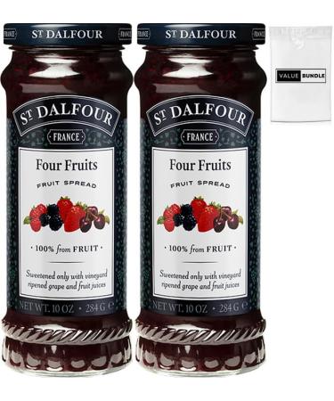 Value Bundle: St Dalfour Jam - Full Size - Marmalade - Confiture - Preserves - Fruit Spread - Custom Value Bundle Branded Package (Four Fruits)