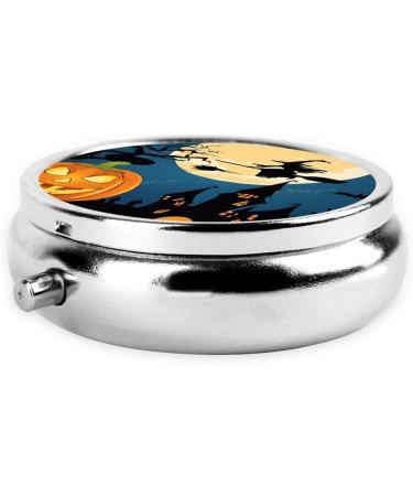 Pumpkin Halloween Round Pill Box | 3 Compartment Mini Travel Organizer | Decorative Pocket Medicine Holder - Buy Online on GoSupps.com