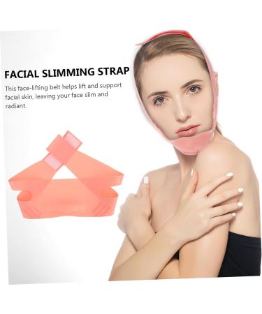 FRCOLOR Silicone Beauty Double Chin Tape Face Tape Lift V Line Face Belt Broom Stick Witch Sign Cotton Zip Pouch Pink Strap Silica Gel Small Powder Thin Face - Buy Online on GoSupps.com