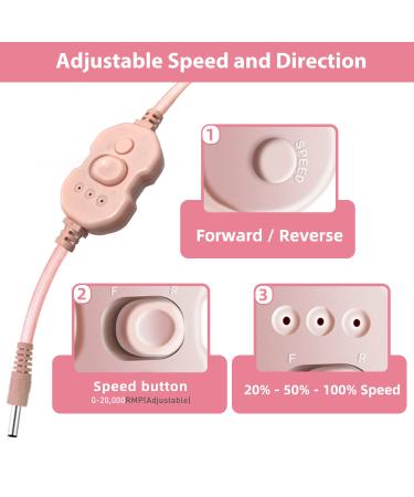 RedFlow Electric Nail Drill Kit - Professional Nail File Exfoliating Machine with 6 Bits and 50 Sanding Bands - Pink Nail Drill Set - Buy Online on GoSupps.com