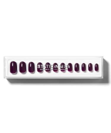 Static Nails Reusable Pop-On Manicure Set  Non-Damaging Glue-On Nails (Dark Amethyst Round) - False Nails with Static Nail Glue  Nail Set  Fake Acrylic Press On Nails