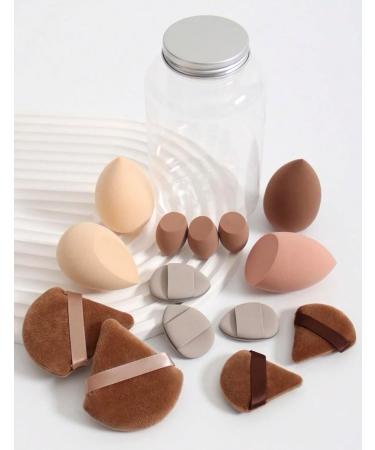 HealthyMoov Makeup Sponge Set (14 Pieces) with 7 Puffs and 7 Sponges Brown with Storage Box - Buy Online on GoSupps.com