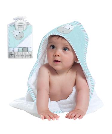 Mother's Choice Hooded Baby Towel with 5 Face Cloths for Newborn | Lightweight Cotton Rich Absorbent Large Baby Bath Towel for Newborn Boys and Girls | 75x75cm Cow - Buy Online on GoSupps.com