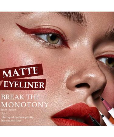 EVPCT 3Pcs Waterproof Colored Eyeliner Set - White Red Black Matte | Long Lasting Liquid Eye Liner Color Set - Pack of 3 | Colorful & Smudge-proof Formula - Buy Online on GoSupps.com