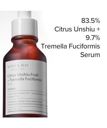 Mary&May Citrus Unshiu & Tremella Fuciformis Serum 1.01 Fl Oz | Vitamin C Serum for Skin Tone and Blemish Improvement | Glowy & Transparent Skin | EWG Green - Buy Online on GoSupps.com