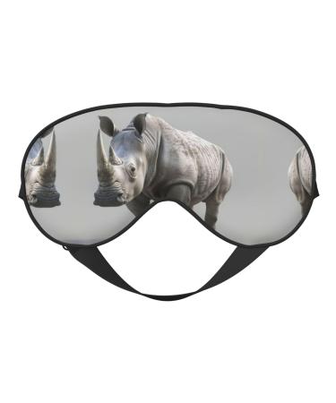 Animal Rhino Print Unisex Sleep Mask Double-Sided Eye Mask Ideal for Sound Sleep and Skin Care