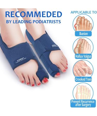 Bunion Corrector Splint Toe Separator Pads Orthopedic Pain Relief Kit - Night Support with Free Blue Protector Sleeves - Buy Online on GoSupps.com