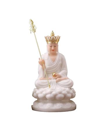 Buddha Statue Artificial Jade Buddha Statue Exquisite Chinese TangSeng Buddha Statue Gift Living Room Office Decorations Lifelike Ksitigarbha Statue Garden Buddha Statues (Size : Small) ()