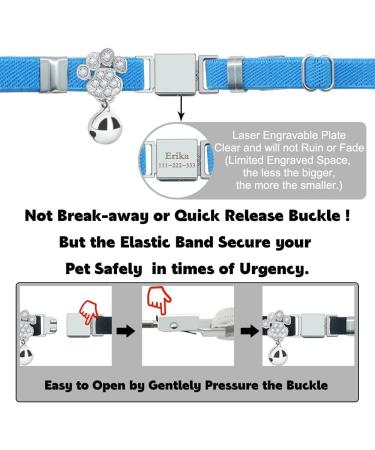 Personalized Sky Blue Cat Collar with Name & Phone Number - Engraved with Bell for Safety | International Shipping Available - Buy Online on GoSupps.com