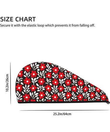 Red Floral Microfiber Hair Towel Wrap - Super Absorbent Quick Dry Cap for Long Curly & Thick Hair - Soft Coral Velvet - Buy Online on GoSupps.com