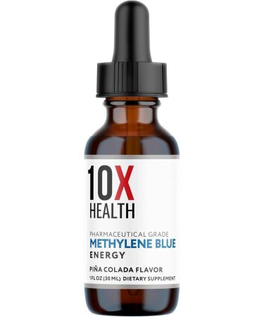 10X Health Methylene Blue Drops with Black Pepper Extract - 30ml Methylene Blue Pharmaceutical Grade Liquid - Promotes Energy Focus & Cognitive Support - Pina Colada Flavor Vegan Non-GMO - Buy Online on GoSupps.com