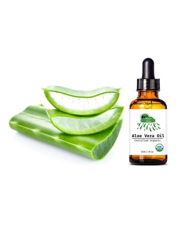 Nature Drop USDA Organic Aloe Vera Oil - 1 oz | Pure Vitamin C, E, B, Allantoin, Minerals, Proteins & More | 100% Natural | 1 Fl Oz - Buy Online on GoSupps.com