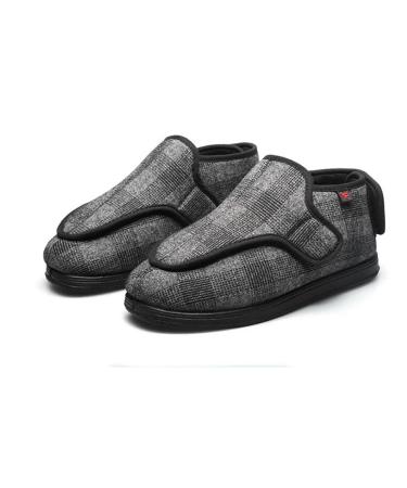 Diabetic Edema Shoes for Men Adjustable Men Plantar Fasciitis Touch Close Bar-Strap Slippers Lightweight Walking Mesh Breathable Wide Foam Slippers 7.5 Gris