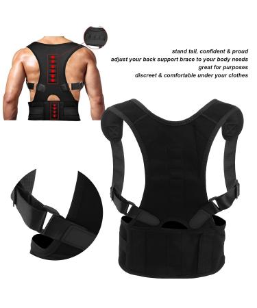 Posture Corrector - Neoprene Adult Magnetic Back Shoulder Belt for Kyphosis & Lumbar Support | Strength Training Aid - Buy Online on GoSupps.com