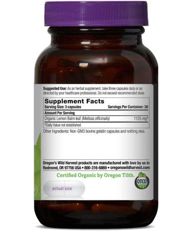 Oregon's Wild Harvest Lemon Balm - 90 Gelatin Capsules for Relaxation & Mood Support - Buy Online on GoSupps.com