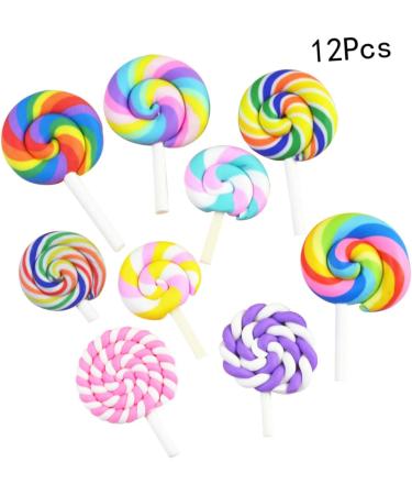 SHINEOFI 24pcs Lollipop DIY Beads Flat Back Lollipop Candy Flatback Pacifier Charms Phone Case Ornaments Charms Gummy Candy Lollipop Candy - Buy Online on GoSupps.com