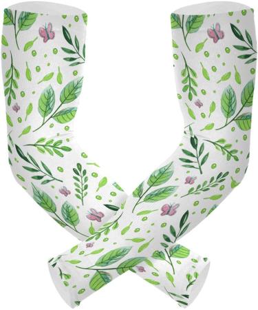 Dussdil Spring Leaves Butterflies Arm Sleeves | UV Sun Protection Cooling Sleeves with Thumb Hole for Garden Farm | Men Women - Buy Online on GoSupps.com