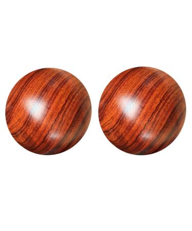 Lurrose roll 2 pieces of solid wood massage ball Stress balls wooden balls for tinkering plantar fasciitis massager Hand massage wood-baoding balls massage fitness balls Hand training ball around 5x5cm brown
