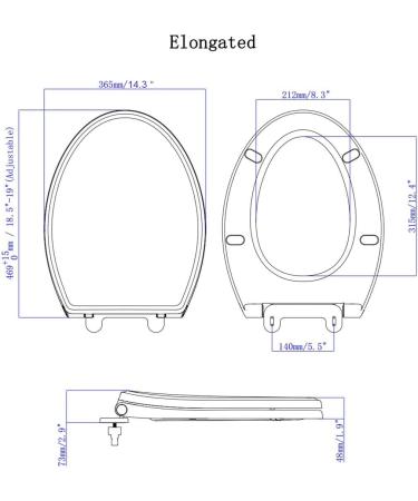 Hibbent Premium One Click Elongated Toilet Seat with Cover - Easy Installation, Quick-Release, Soft Closed - Stable Hinge Design - 18.5'' White Color - Buy Online on GoSupps.com