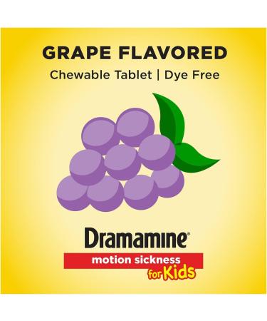 Dramamine Motion Sickness Relief for Kids & Chewable Tablets - Grape & Orange Flavor - 8 Tablets - Buy Online on GoSupps.com