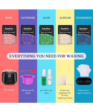 Bestidy Waxing Kit for Women & Men - Home Wax Warmer with Hard Wax Beans for Hair Removal | Brazilian, Body, Armpit, Bikini, Chest, Legs, Face, Eyebrow - Non-Stick Silicone Bowl - Buy Online on GoSupps.com