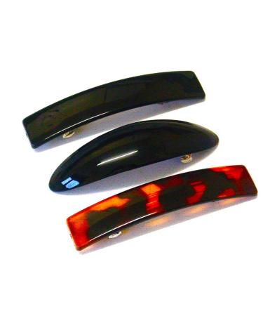 La Peach Fashions Ladies Regular Rectangular And Oval Shaped Barrette Hair Clip Slide Size 9 cm And 10 cm Set Of Three (Bktort)