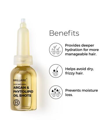 BRILLARE Heavy Moisturising Oil Shots - Argan Oil, Shea Seed, Soybean & Chamomile - Dry & Damaged Hair - 8x6ml - Buy Online on GoSupps.com
