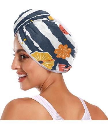 Watermelon Strawberry Hair Towel 2 Pack - Super Absorbent Quick Dry Turbans for Women & Girls - Buy Online on GoSupps.com