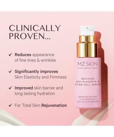 MZ Skin Reviving Bio-Placenta & Stem Cell Serum - Night Treatment for Powerful Rejuvenation With Peptides Squalane & Hyaluronic Acid Perfect For Anti-Aging Wrinkles & Fine Lines 1.01 Fl Oz - Buy Online on GoSupps.com